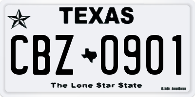 TX license plate CBZ0901