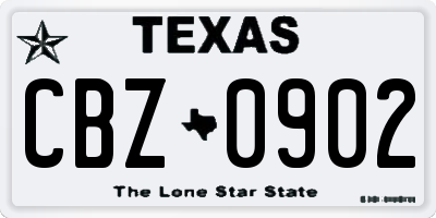 TX license plate CBZ0902