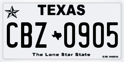 TX license plate CBZ0905