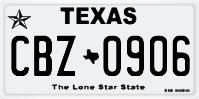TX license plate CBZ0906