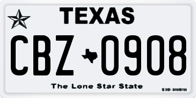 TX license plate CBZ0908