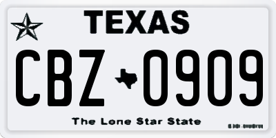 TX license plate CBZ0909