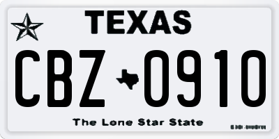 TX license plate CBZ0910
