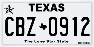 TX license plate CBZ0912