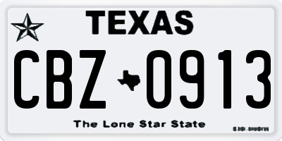 TX license plate CBZ0913