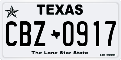 TX license plate CBZ0917