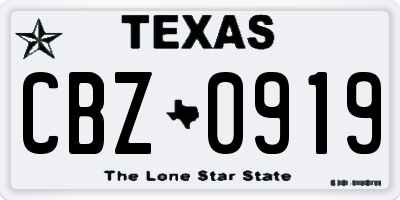 TX license plate CBZ0919