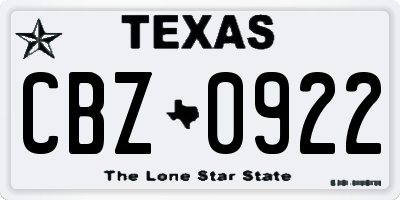 TX license plate CBZ0922