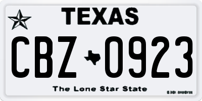 TX license plate CBZ0923