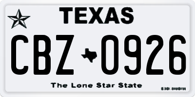 TX license plate CBZ0926