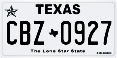 TX license plate CBZ0927