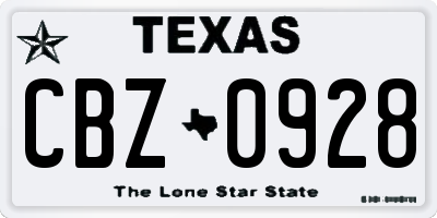 TX license plate CBZ0928