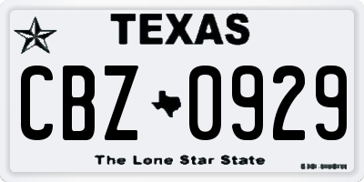 TX license plate CBZ0929