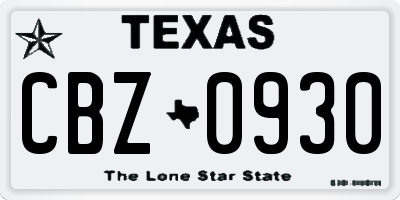 TX license plate CBZ0930