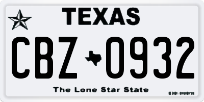 TX license plate CBZ0932