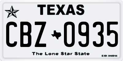 TX license plate CBZ0935
