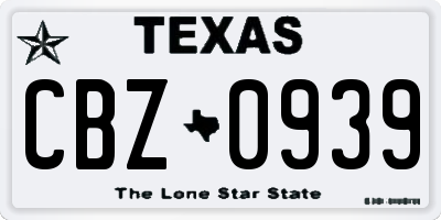 TX license plate CBZ0939