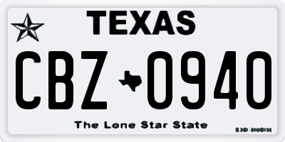 TX license plate CBZ0940