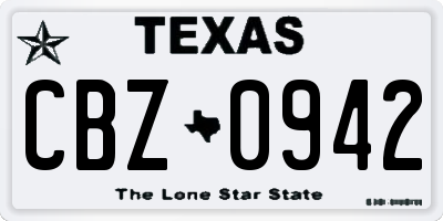 TX license plate CBZ0942