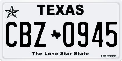 TX license plate CBZ0945