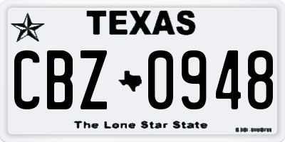 TX license plate CBZ0948