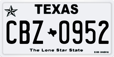 TX license plate CBZ0952