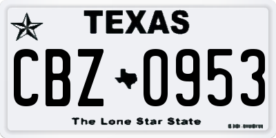 TX license plate CBZ0953