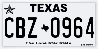 TX license plate CBZ0964