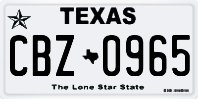 TX license plate CBZ0965