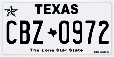 TX license plate CBZ0972