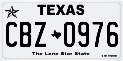 TX license plate CBZ0976