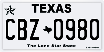 TX license plate CBZ0980