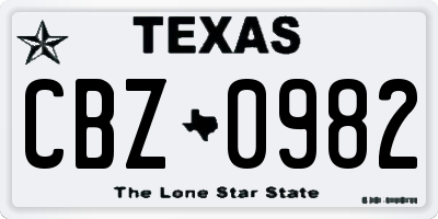 TX license plate CBZ0982