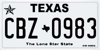 TX license plate CBZ0983