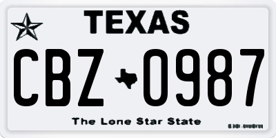 TX license plate CBZ0987