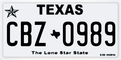 TX license plate CBZ0989