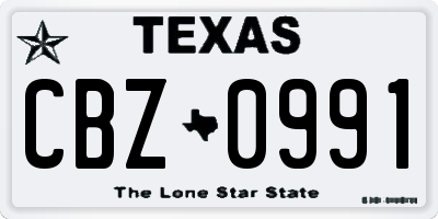 TX license plate CBZ0991