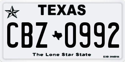 TX license plate CBZ0992
