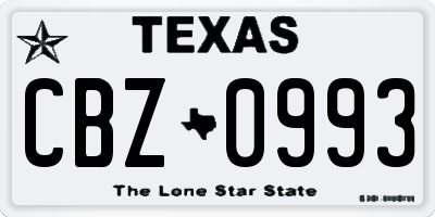 TX license plate CBZ0993