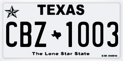 TX license plate CBZ1003