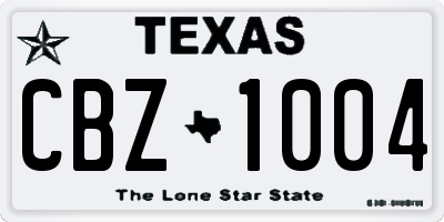 TX license plate CBZ1004