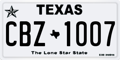 TX license plate CBZ1007