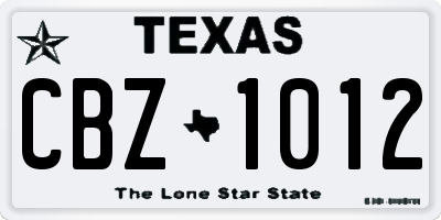 TX license plate CBZ1012