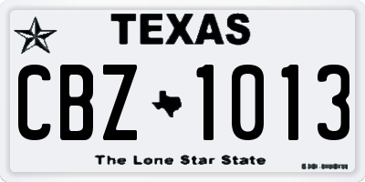 TX license plate CBZ1013
