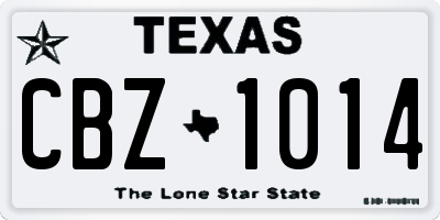 TX license plate CBZ1014