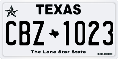 TX license plate CBZ1023