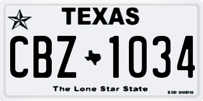 TX license plate CBZ1034
