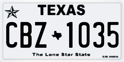 TX license plate CBZ1035