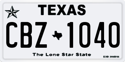 TX license plate CBZ1040