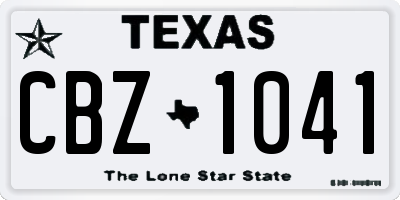 TX license plate CBZ1041